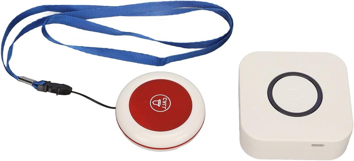 Draadloos Zorg Pager - Noodknop Ouderen - Veiligheid Thuis - 330 Meter Bereik - Compact Formaat - Wit