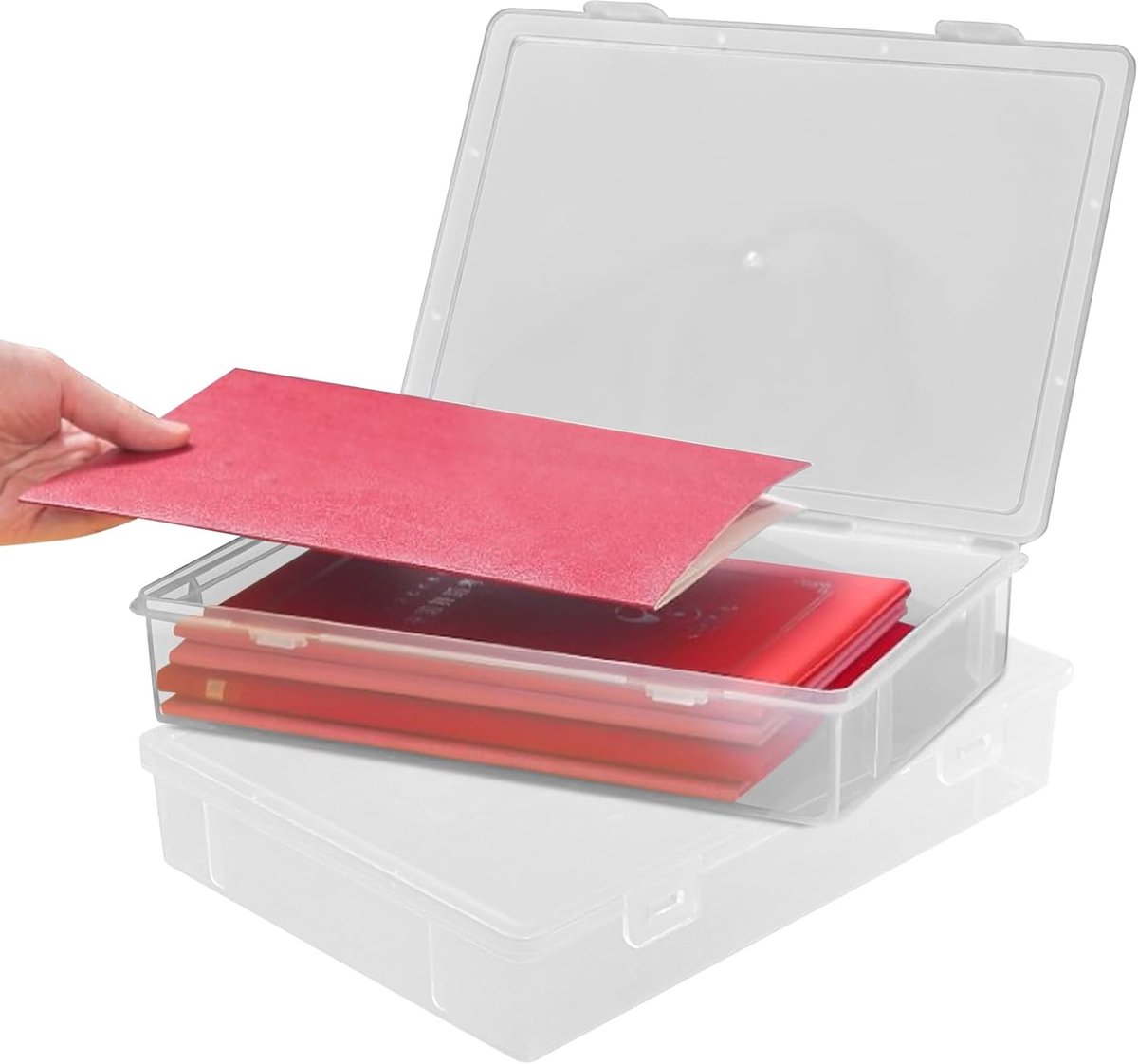 SnelShoppen - Multifunctionele Opbergdozen met Deksel, Grote A4 Papieropslag, Stapelbare en Draagbare Documentendozen (31cm x 22cm x 5cm)