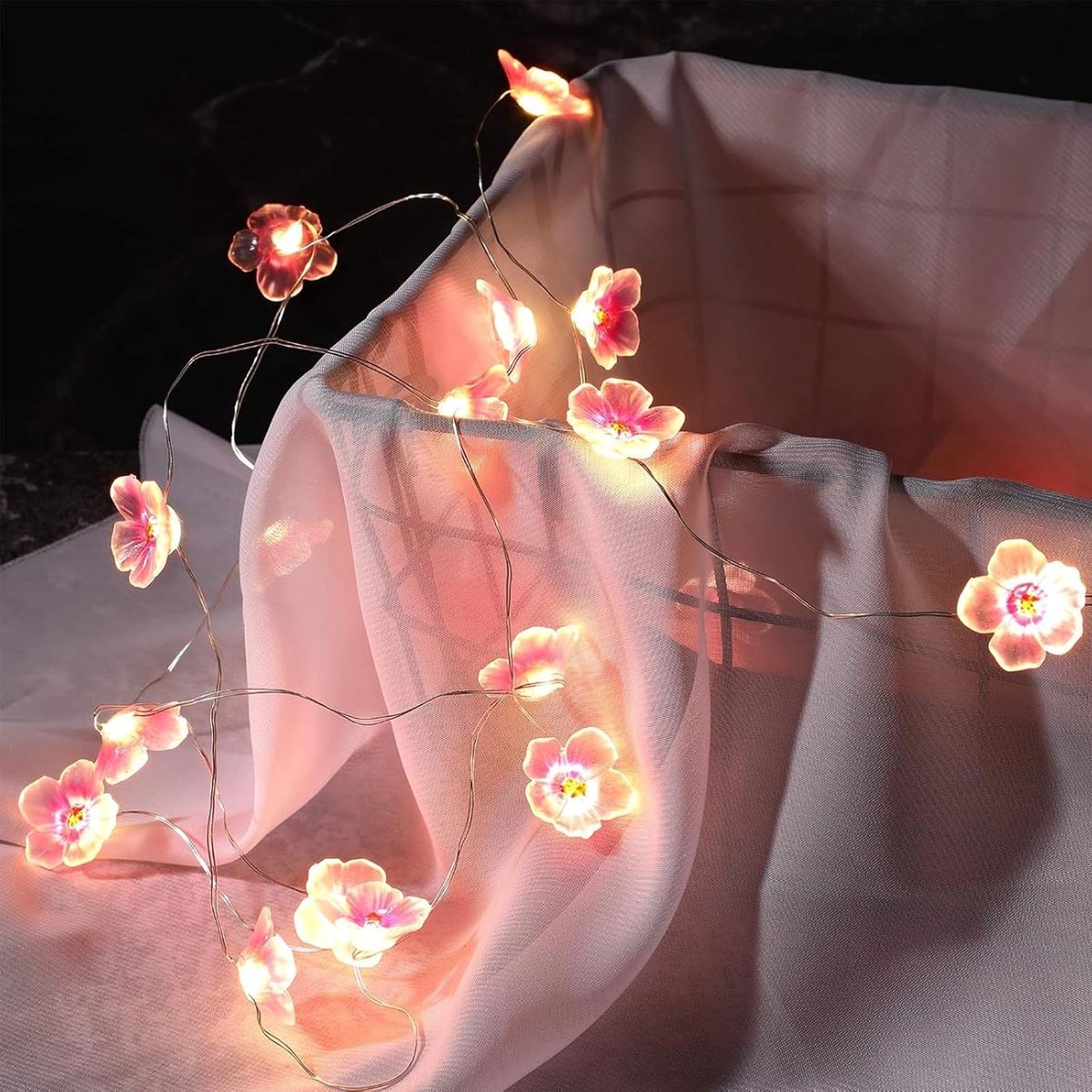 SnelShoppen - LED Sfeerverlichting Kersenbloesem, 2 Meter met 20 LED Lichten, Roze Fairy Lights, Binnen Decoratie, Kawaii Japanse Versiering voor Fees