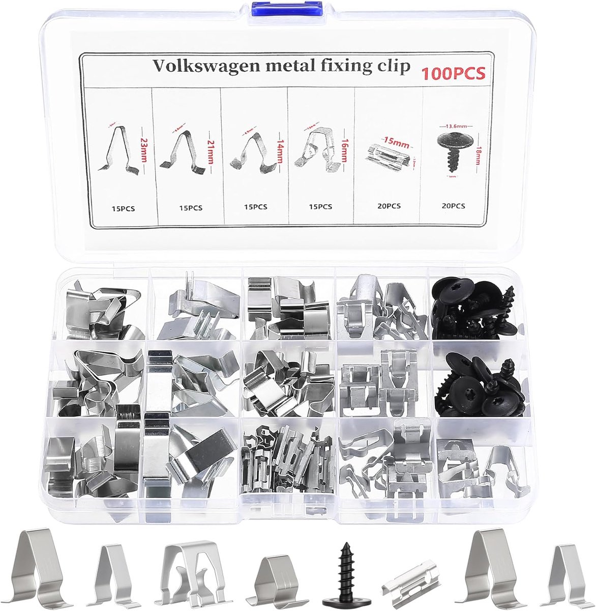 SnelShoppen - 100 stuks Auto Voorportier Interieur Trim Bevestigingsclips, Metaal Fixeerclips Auto Spiraalclips Voor Console Bevestigingsklemmen Deur