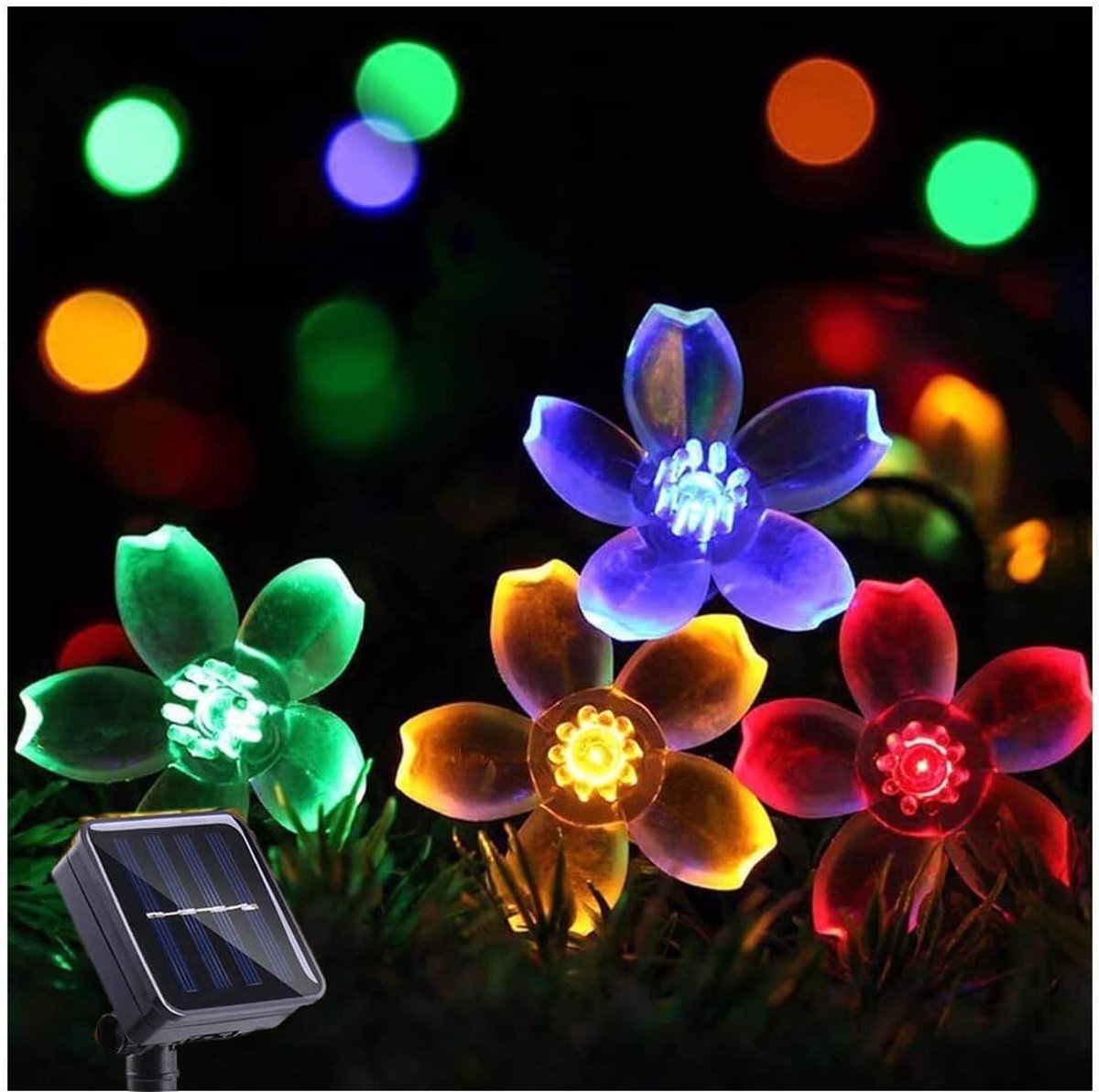 Solar String Lights Garden 23ft 8 Modes 50 LED Blossom Solar Waterproof Outdoor Flower Garlands for Patio Garden Home - ShopVlot