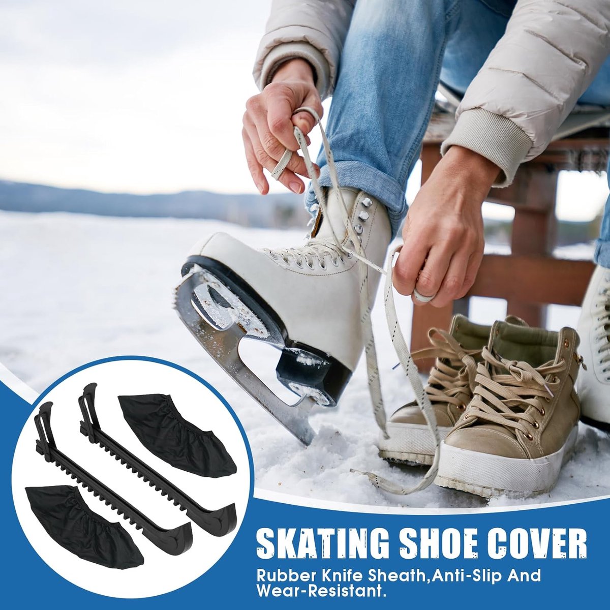 Ice Skates Pads,Adjustable Ice Skating Protector,Figure Skating Skating Protector,Ice Hockey Skate Protectors,2 Pairs - ShopVlot