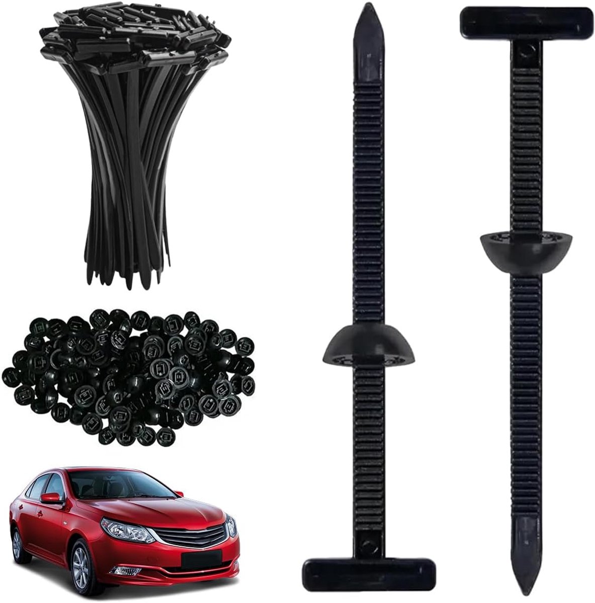 SnelShoppen - 150 Stuks Nylon Universele Kabelbinders, Zelfvergrendelende Klemmen, Voor Auto Reparatie, Huishouden, Tuin, Constructie, Zwart, 3.6 x 0.