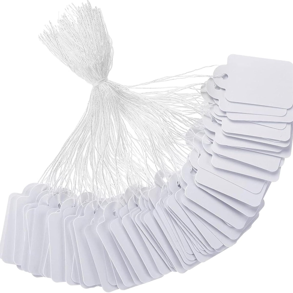 SnelShoppen - 200 Stuks Prijsetiketten, Prijslabels, Kleine Hanglabels, Kraft Papier Prijspendants met Elastische Koord voor Kleding en Sieraden, 22x3