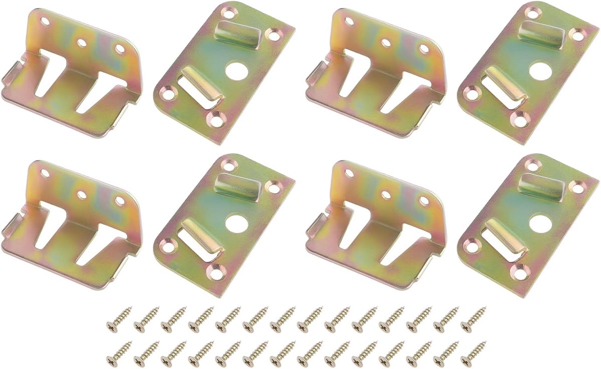 SnelShoppen - 4 sets bed rail brackets metalen verbindingshoeken bedconnectoren bed middenbalk ondersteuning bevestiging voor bedbalk ondersteuning be