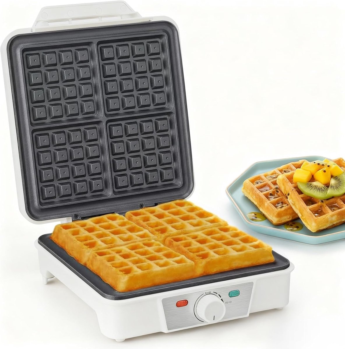 VINATO Waffle Maker for 4 Waffles, 1200 W, Fast and Stable Heat, Non-Stick Waffle Maker for Heating Plates and - ShopVlot