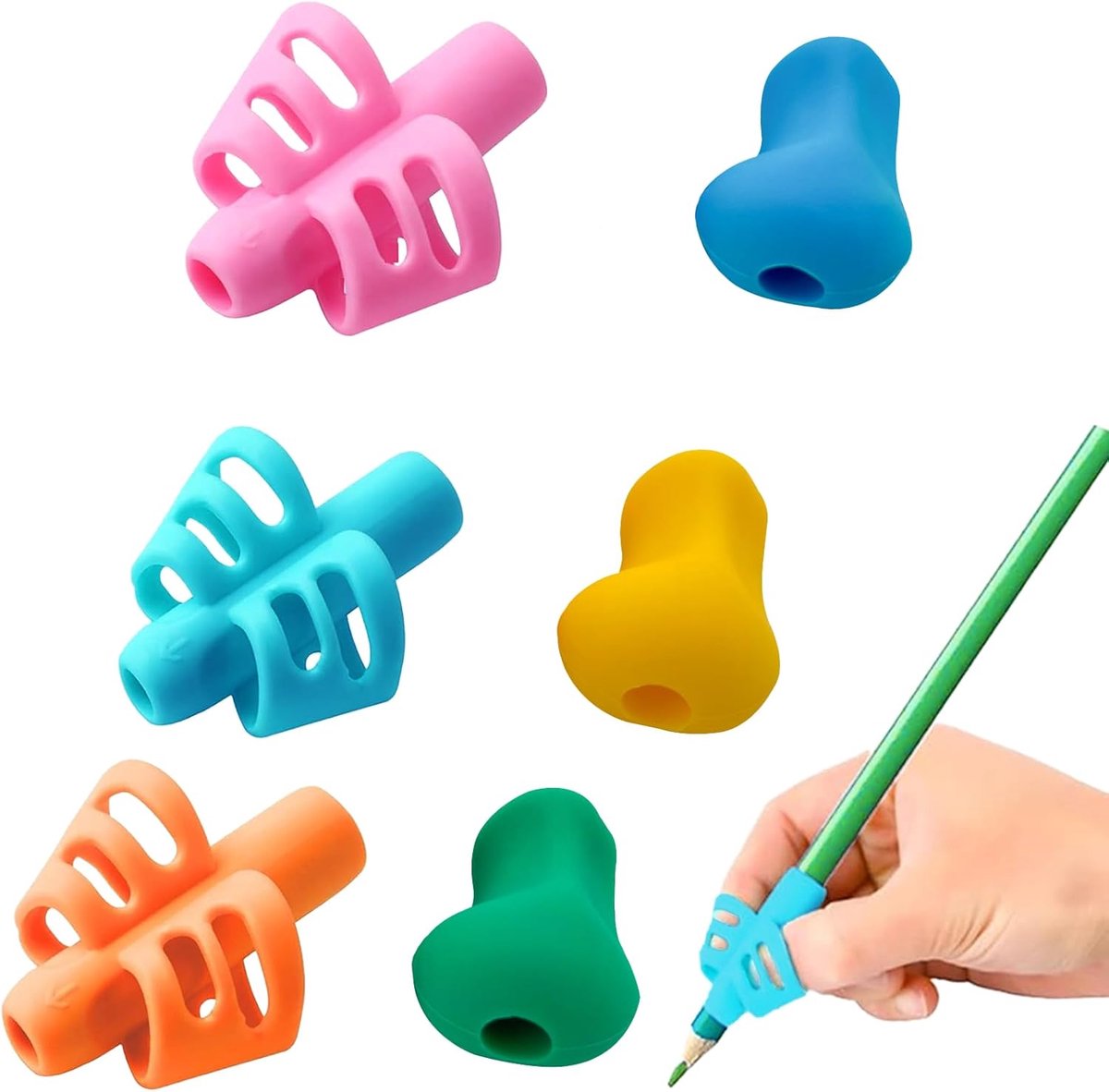 6 Grippies - Pencil Handles for Kids and Adults - Writing Aid for Kids, Writing Guide for the Fingers of the - ShopVlot