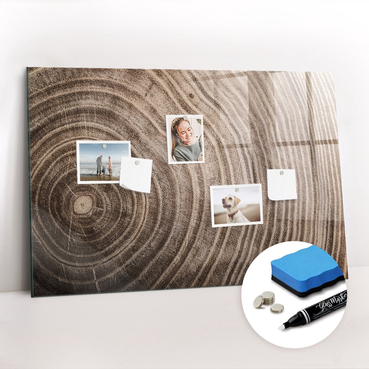 Tulup Whitebord - Kofferbak - 90 x 60 cm - Bruin Magneetbord Design - Gratis 5 Sterke Magneten + Whiteboard Marker & Wisser - Stylish Memo Board - Memo Bord - Organiseer Je Bureau