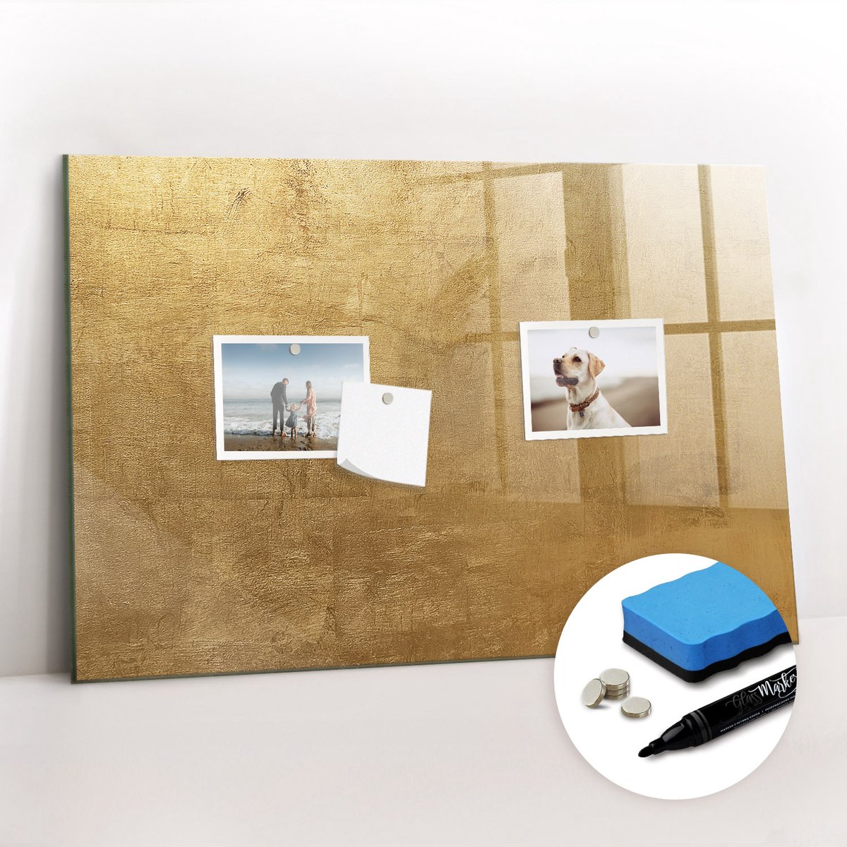 Tulup Whitebord - Decoratief canvas - 60 x 40 cm - Geel Memobord Magnetisch - Gratis 5 Sterke Magneten + Whiteboard Marker & Wisser - Industrieel Wandbord - Magneetbord Design - Productiviteit Tools