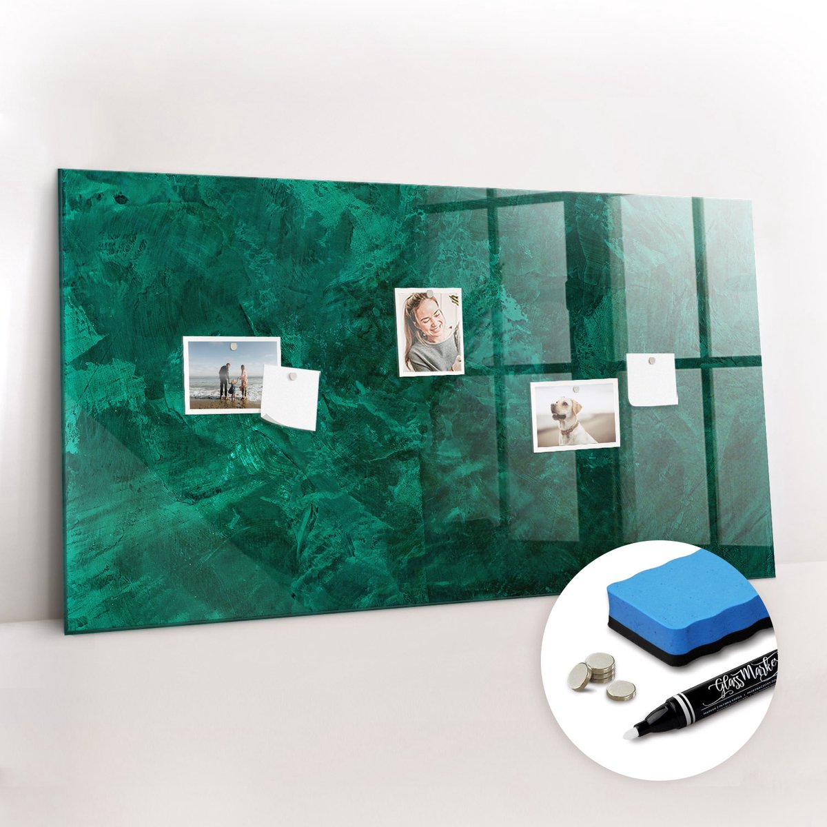 Tulup Whitebord - Smaragdgroene muur - 120 x 60 cm - Groente Magneetbord Keuken - Gratis 5 Sterke Magneten + Whiteboard Marker & Wisser - Organizer Muur - Memo Bord - Notitiebord Werkplek