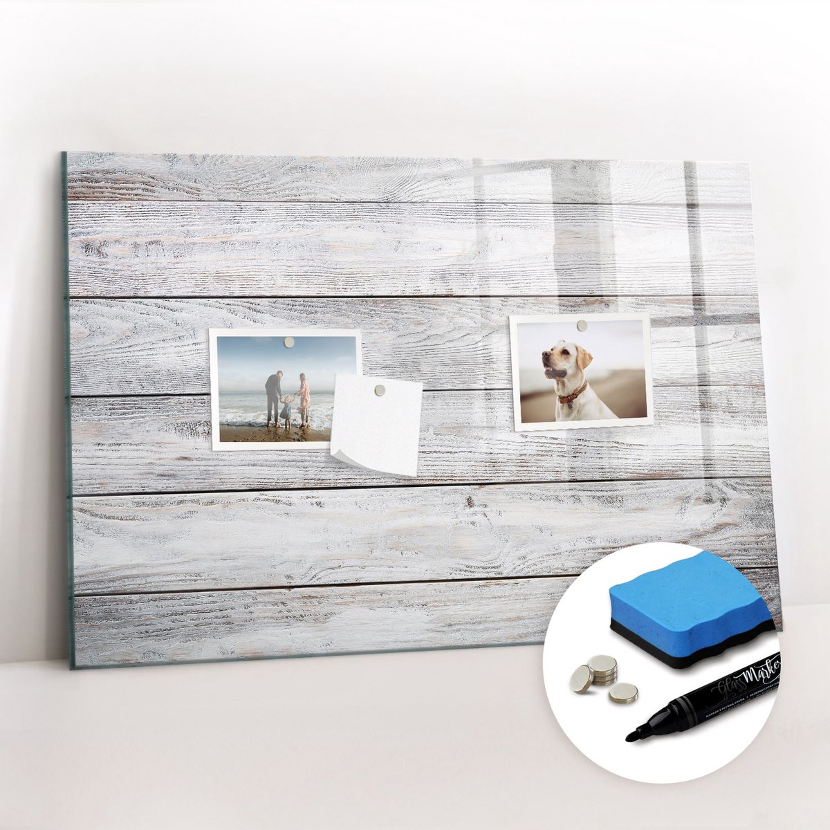 Tulup Whitebord - Geschilderde planken - 60 x 40 cm - Wit Memo Magneetbord - Gratis 5 Sterke Magneten + Whiteboard Marker & Wisser - Wanddecoratie Kantoor - Magnetisch Bord Kind - Productiviteit Tools