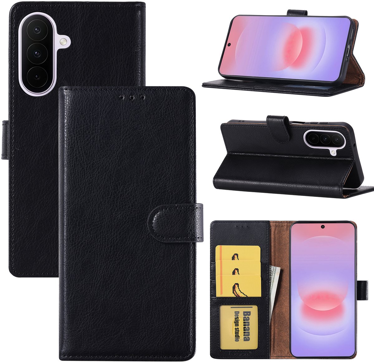 Hoesje geschikt voor Samsung Galaxy A27 Hoesje Zwart Bookcase – Ntech Wallet Case met Pasjeshouder & Magneetsluiting Beschermhoes – Schokbestermende Flip Cover