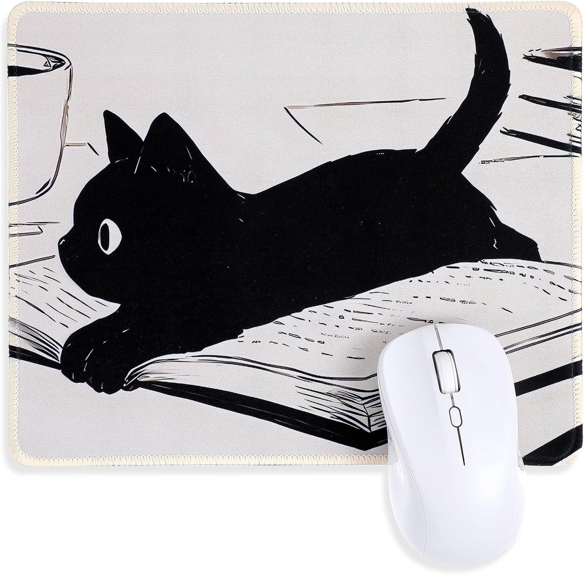 SnelShoppen - Schattige Kat Muismat Kawaii Anime Mouse Pad met Anti-slip Rubber Onderkant - Desk Accessoires voor Computer en Laptop - 25,4 x 20,3 cm