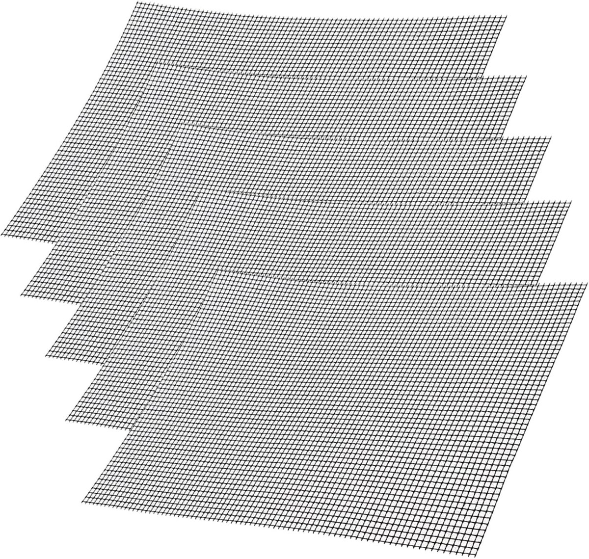 SnelShoppen - Set van 5 Grillmatten, Antiaanbaklaag, 42 x 36 cm, Teflon Net, Herbruikbare Grillmat, Voor Gasgrill, Houtskool, Elektrische Grill, Oven,