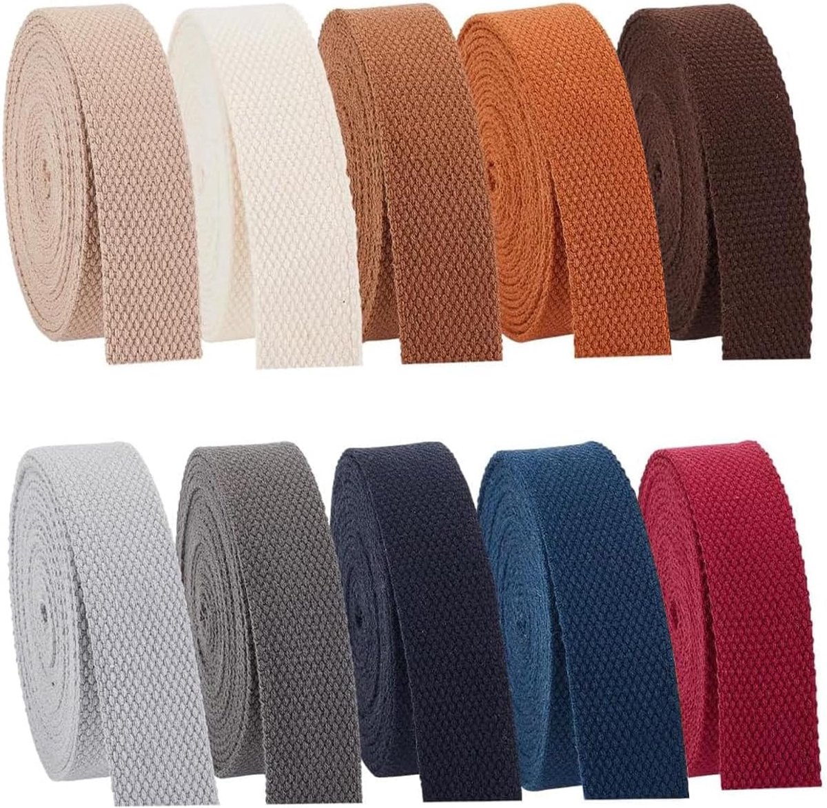 SnelShoppen - 25mm Katoenen Webbing, Zachte Polyester Katoenen Straps, Webbing Tasbanden voor Veiligheidsgordel, Bagage, Creatief, Buitentoebehoren -