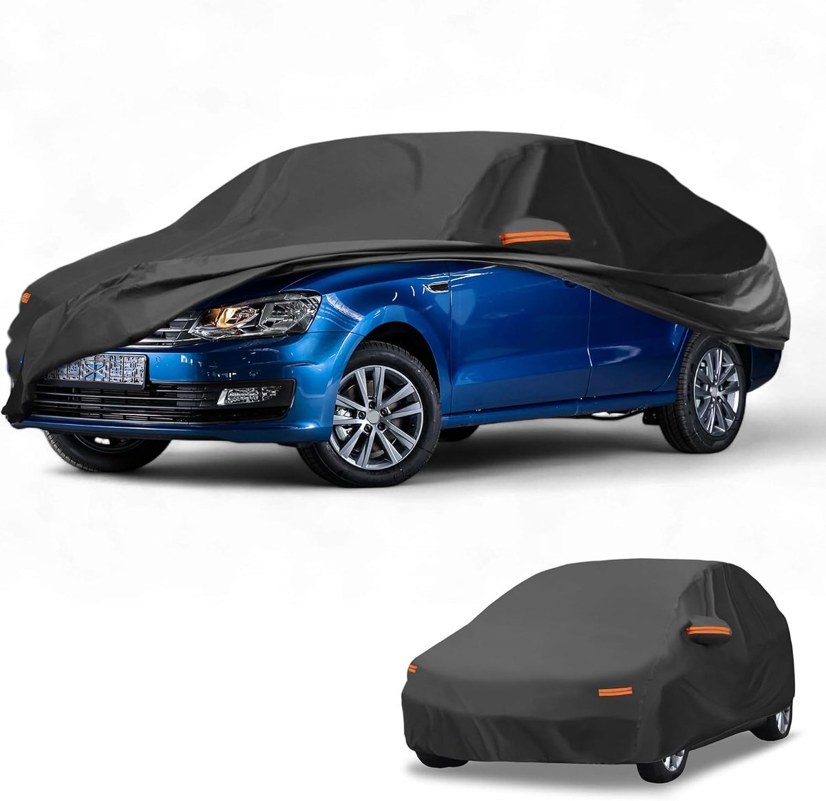 SnelShoppen - Waterdichte Autohoes Alle Weer UV Bestendig Volledige Bescherming voor Volkswagen Polo Hatchback 2001-2023, 210D-PU, Zwart met Rits aan