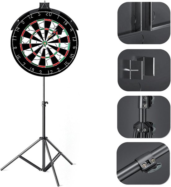 Dartstandaard - Dartbord Statief - Sport Spelen - In Hoogte Verstelbaar - 84-194 cm - Metaal — afbeelding 5