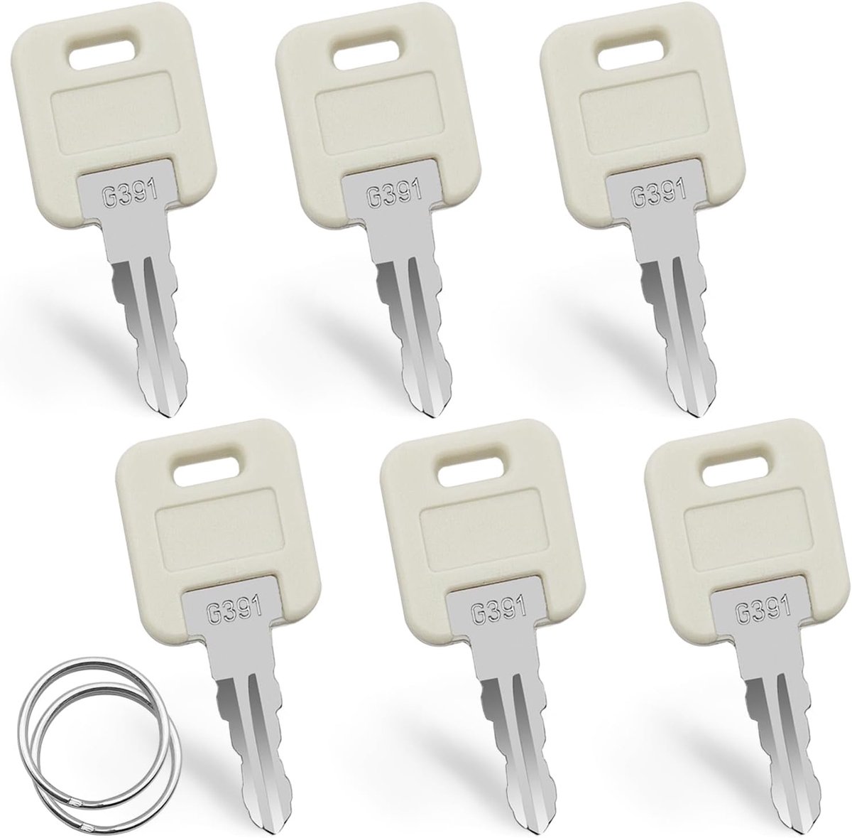 Pack of 6 G391 RV Wrenches - Stainless Steel Spare Keys for Motorhome and Trailer with 2 Key Chains - ShopVlot