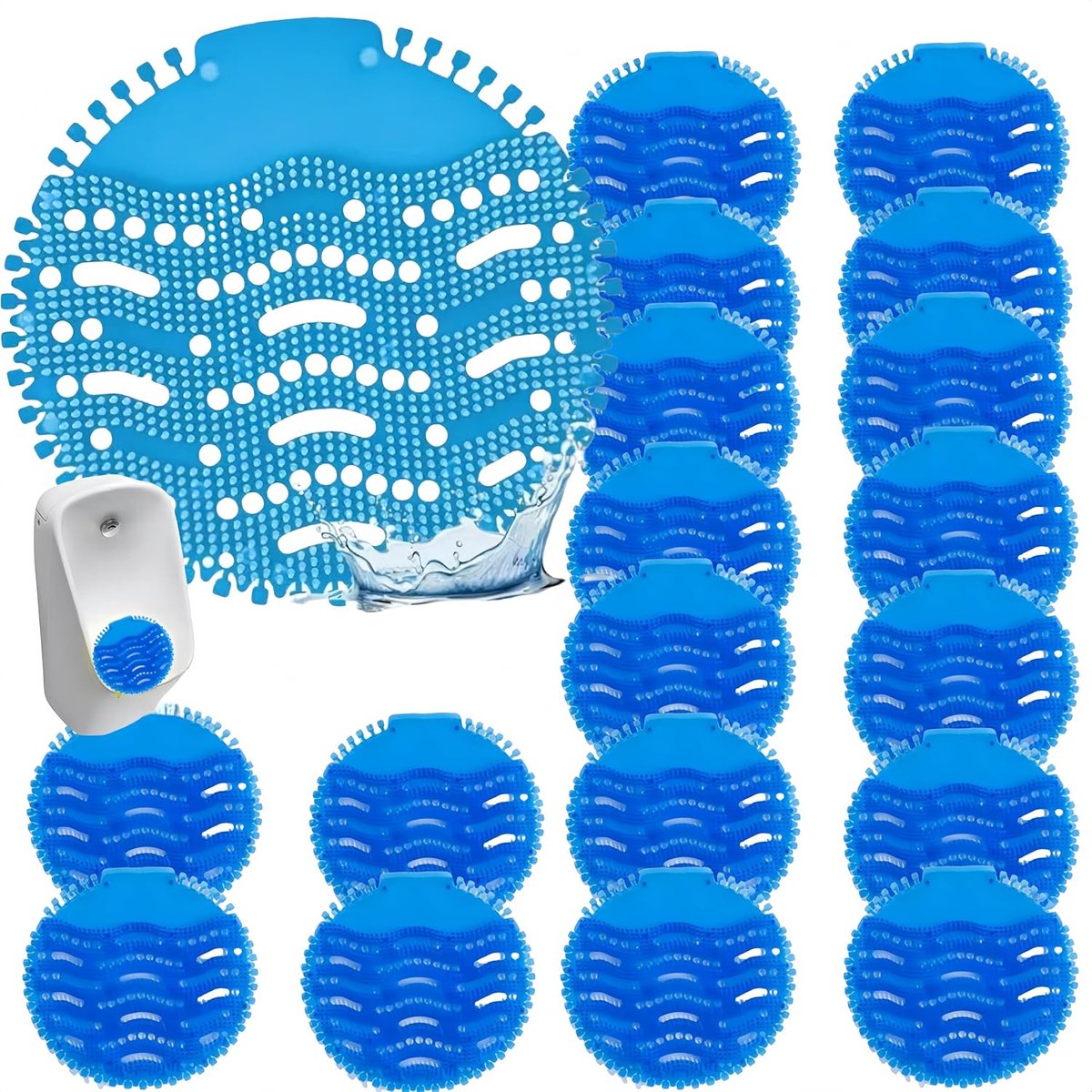 SnelShoppen - 18 Stuks Universele Urinaal Inlegzool met Geur, Splash Guard Urinaal Zeef, Urinaal Inlegmat - Blauw voor Frisse Badkamers