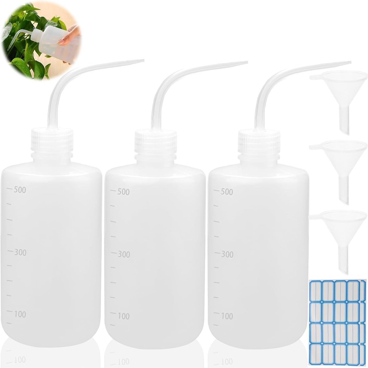 Set van 3 Spuitflessen en Doseerflessen voor Laboratorium en Plant Irrigatie, Perfect voor Reiniging en Tattoo Verzorging