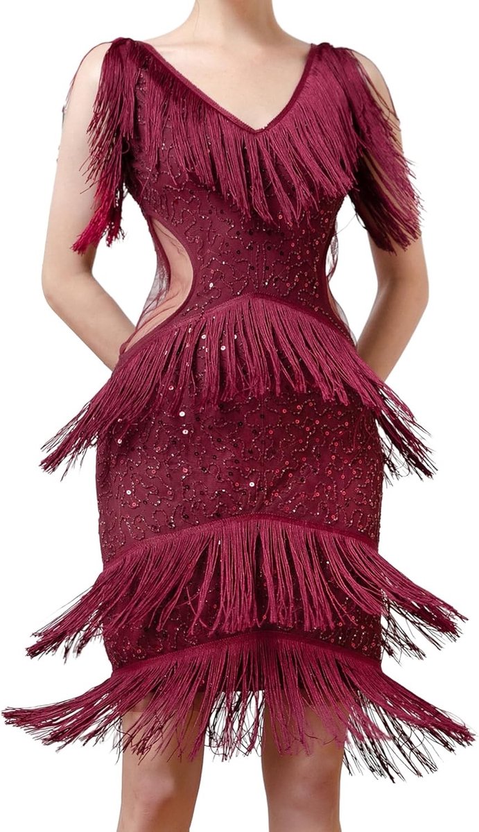 1920s Kostuum Jurk voor Dames met Franje en Pailletten - Glitter Jurk voor Gatsby Charleston Feestjes
