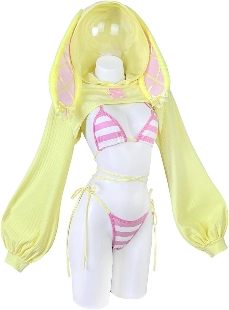 Sexy Bunny Girl Lingerie Set - 4 Delige Bikini Bodysuit voor Cosplay en Feestjes, Perfect voor Anime Fans
