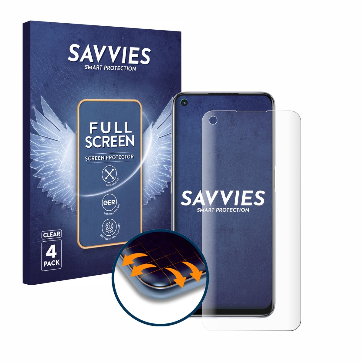 Savvies - Screenprotector voor Oppo A54 5G - Folie Beschermfolie transparant volledig dekking 4 Stuks