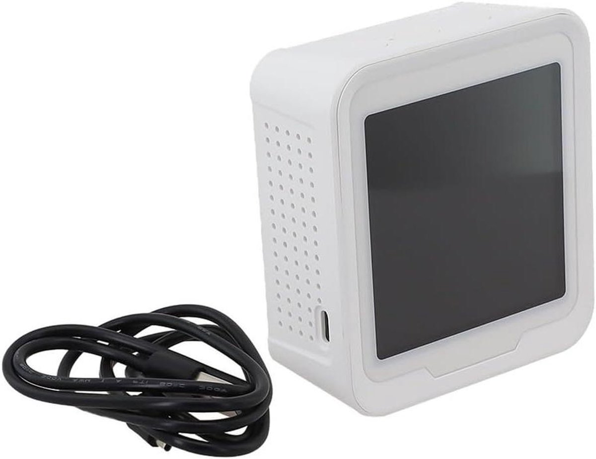 Luchtkwaliteitsmonitor - Luchtmeter Binnen - Gezonde Lucht - 10-in-1 Functionaliteit - 14 x 10 x 5 cm - Wit