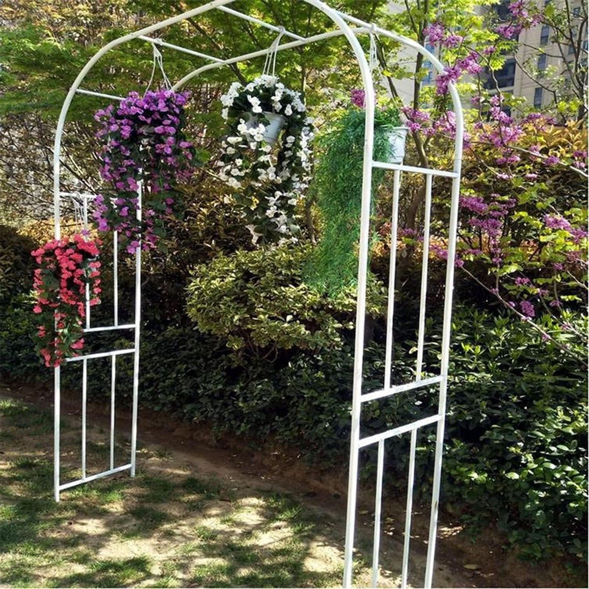 Tuinboog Prieel - Rozenboog Klimrek - Planten Ondersteunen - Gecoat Staal - 240x240cm - Wit