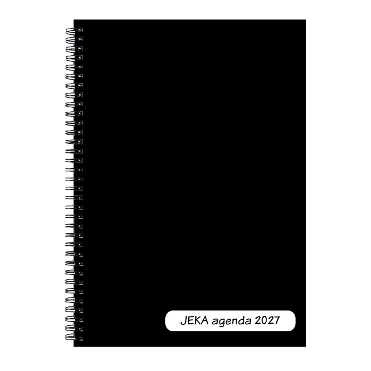 Castelli - Jeka Junior agenda H54 2027 - formaat A6 - ringband - 1 week over 2 pagina's - met wire-o-binding - Made in Italy - flexibele omslag - dessin - zwart