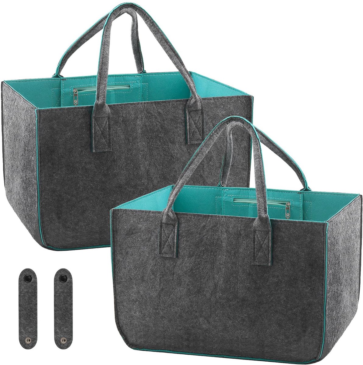 Omgoods - Set van 2 Vilten Boodschappentassen met Handgrepen