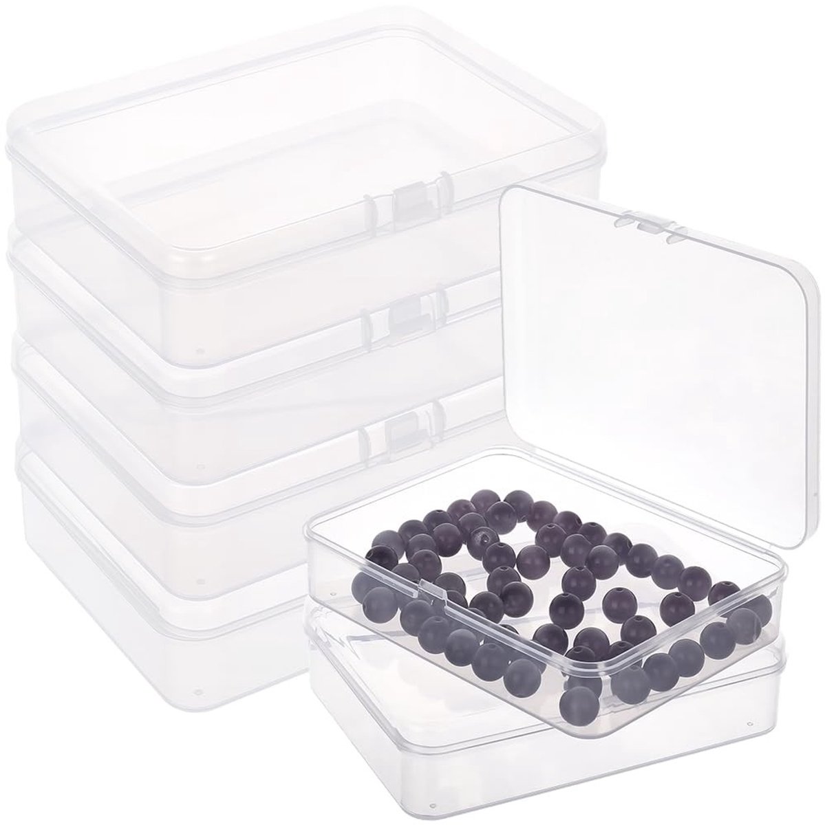 Omgoods - Set van 6 Transparante Plastic Opbergdozen met Dekte