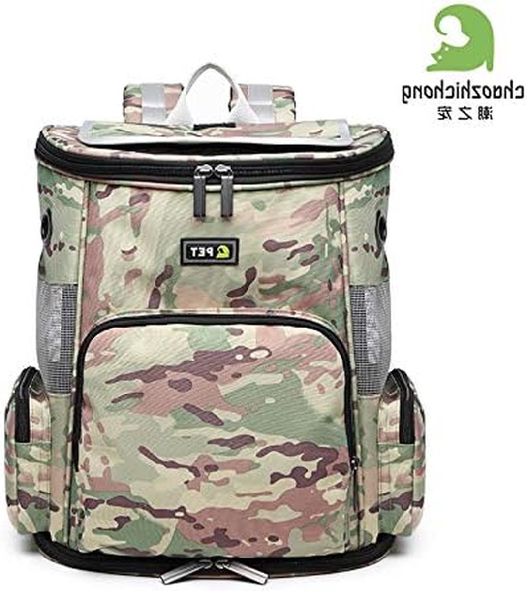 Huisdier Schoudertas - Draagbare Hondentas - Reizen met Huisdier - Afneembaar Wasbaar Bed - 42x27x36cm - Camouflage