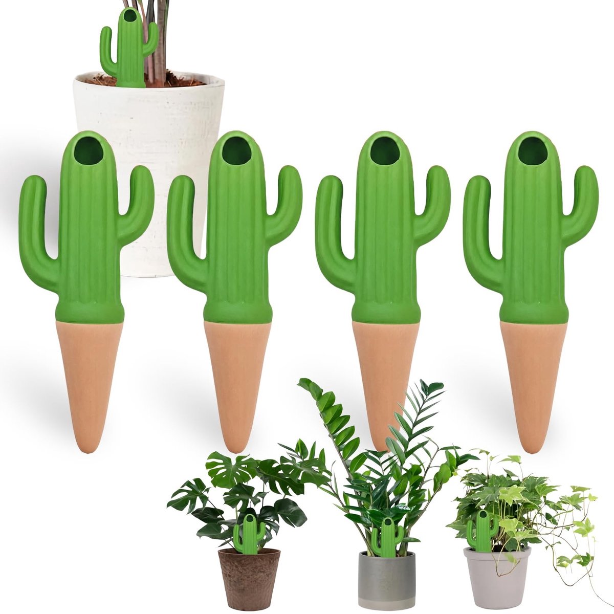 Omgoods - 4 Stuks Terracotta Zelfwaterende Planten Spikes voor Gemakkelijk Watergeven