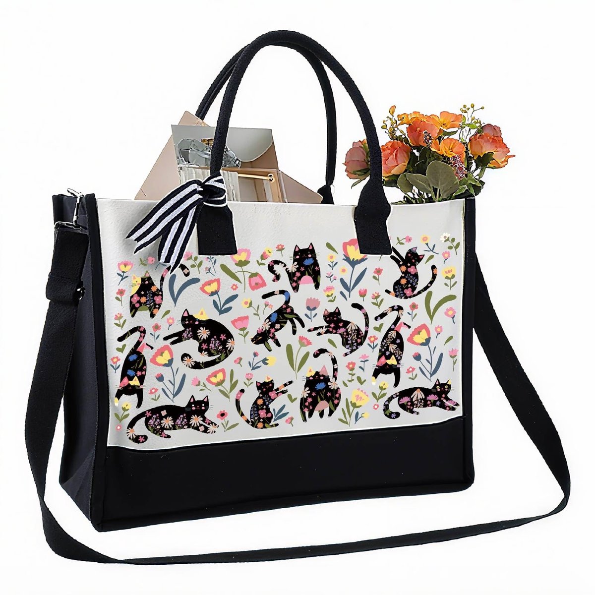 Omgoods - Grote Canvas Tote Tas met Handvat en Rits voor Winkelen en Reizen