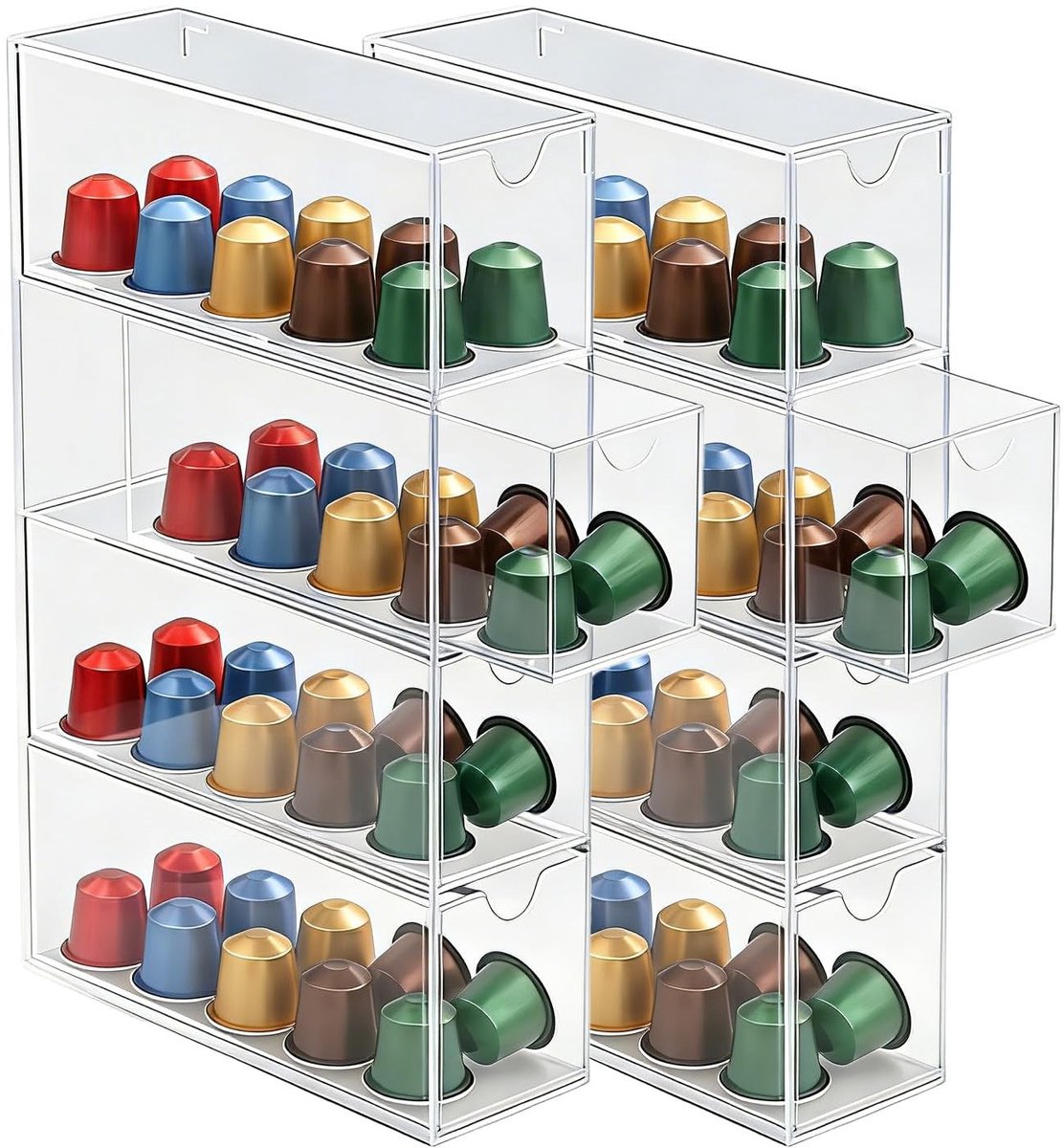 Omgoods - Acryl Capsulehouder met 4 Lades voor Koffiecapsules