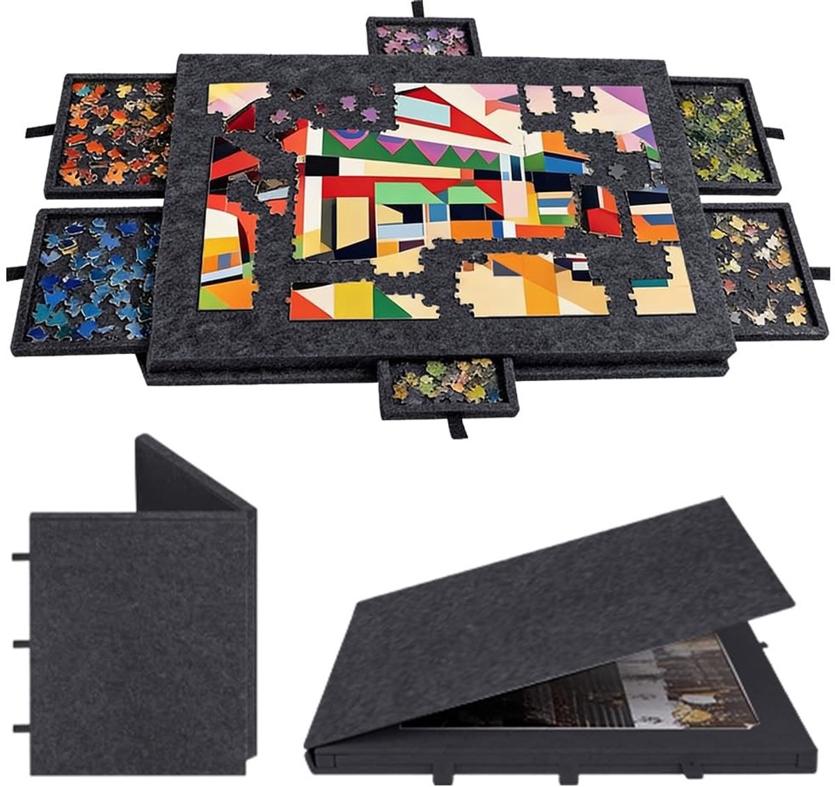 Omgoods - Draagbare Puzzeltafel voor 1000 Stukken met 6 Lades