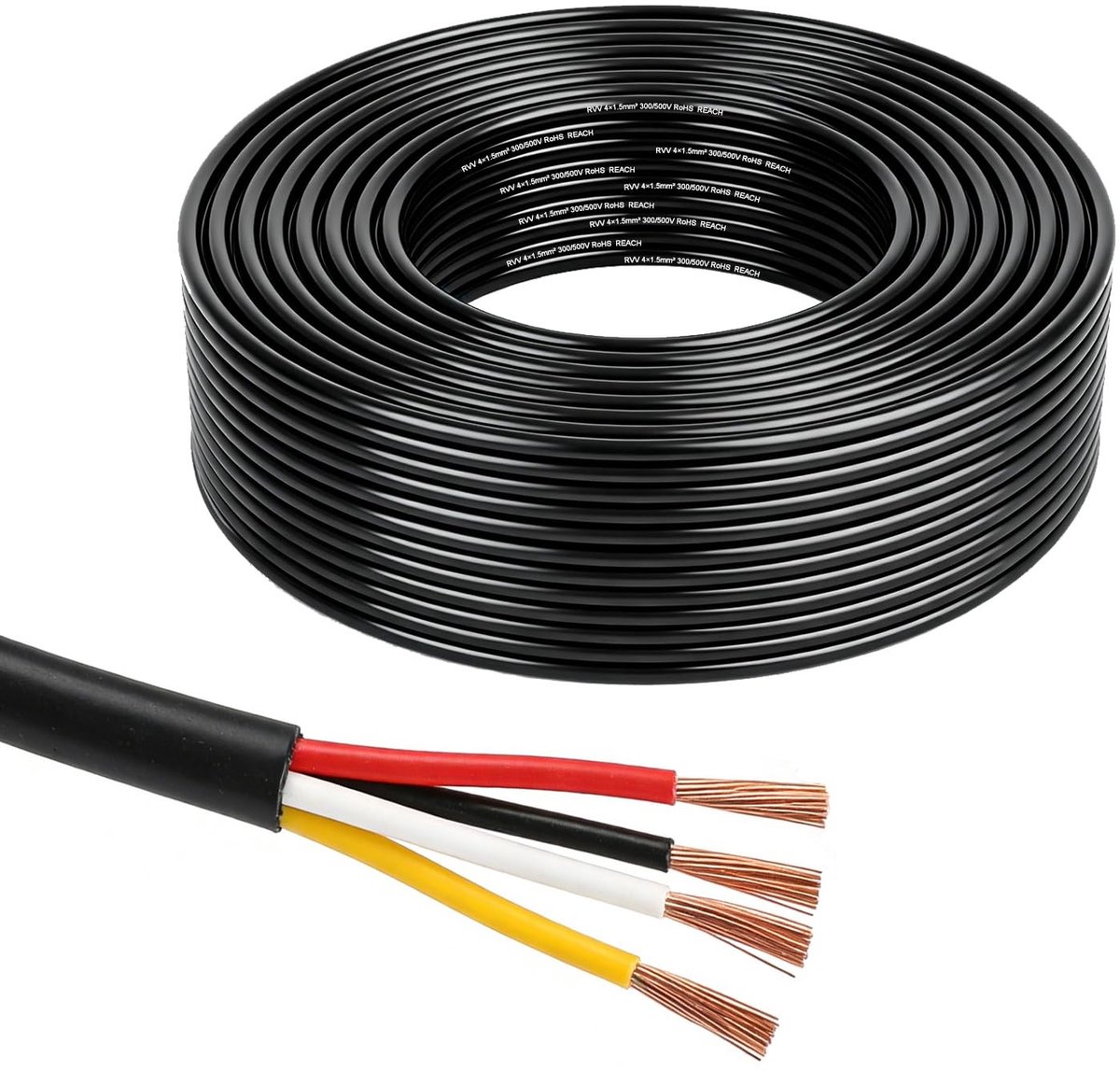 Omgoods - 10 m 4 x 1.5 mm² Flexibele Voertuig Kabel voor Trailer en Caravan