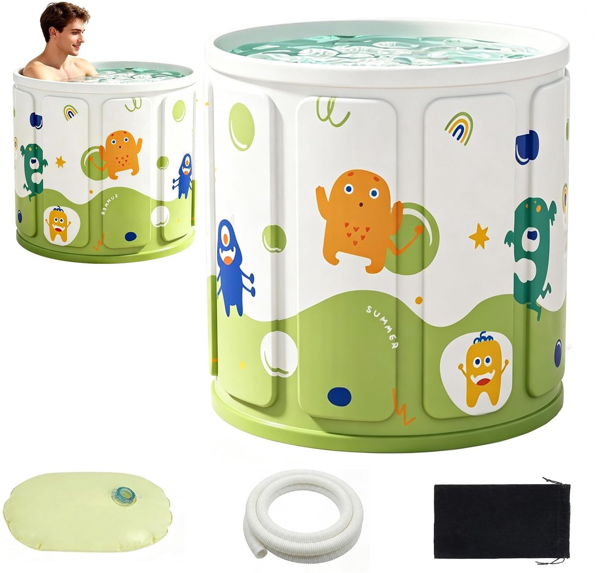 Omgoods - Opvouwbaar Bad met Waterkussen en Opbergtas