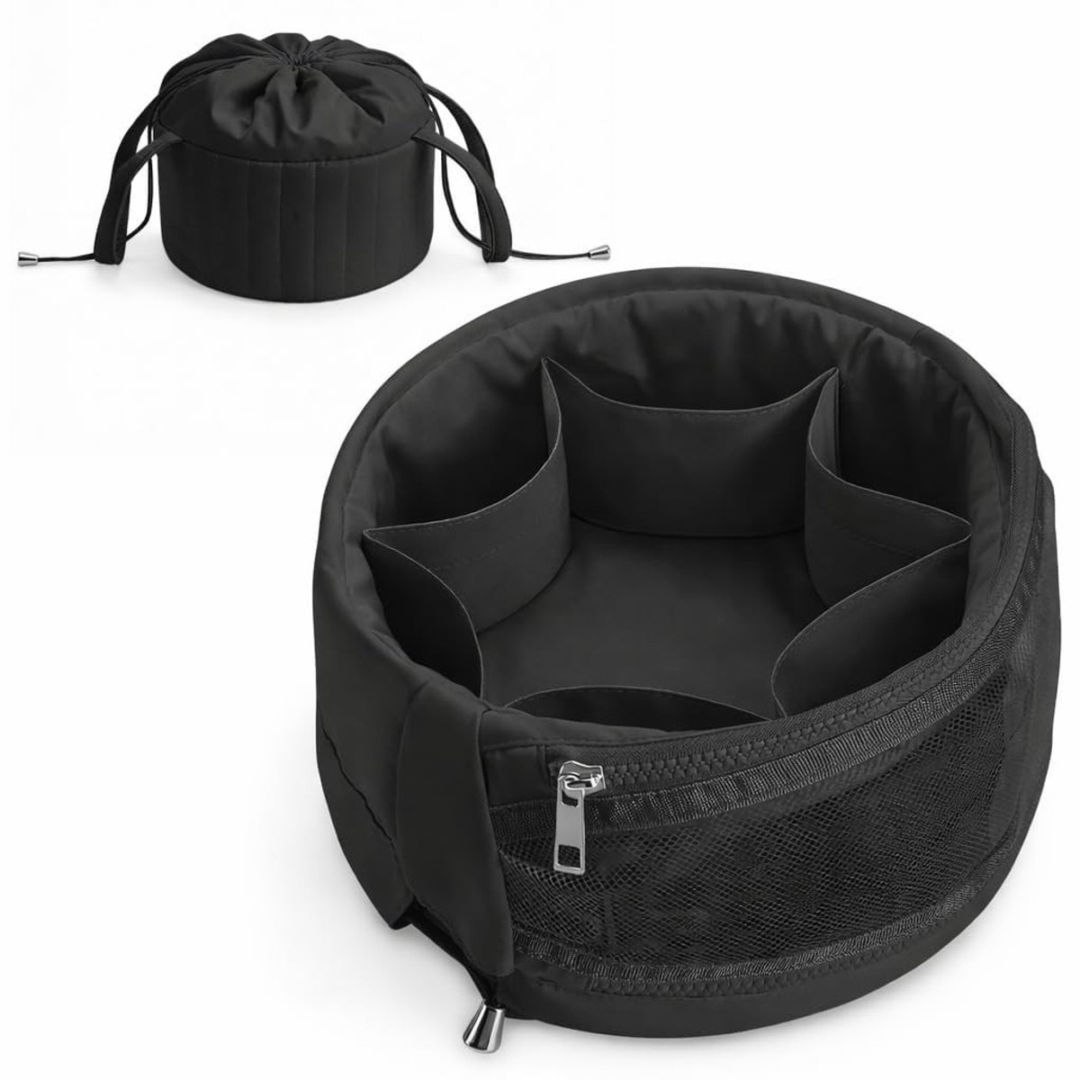 Omgoods - Grote Makeup Organizer met Trekkoord - Luxe Toilettas voor Vrouwen, Zwart