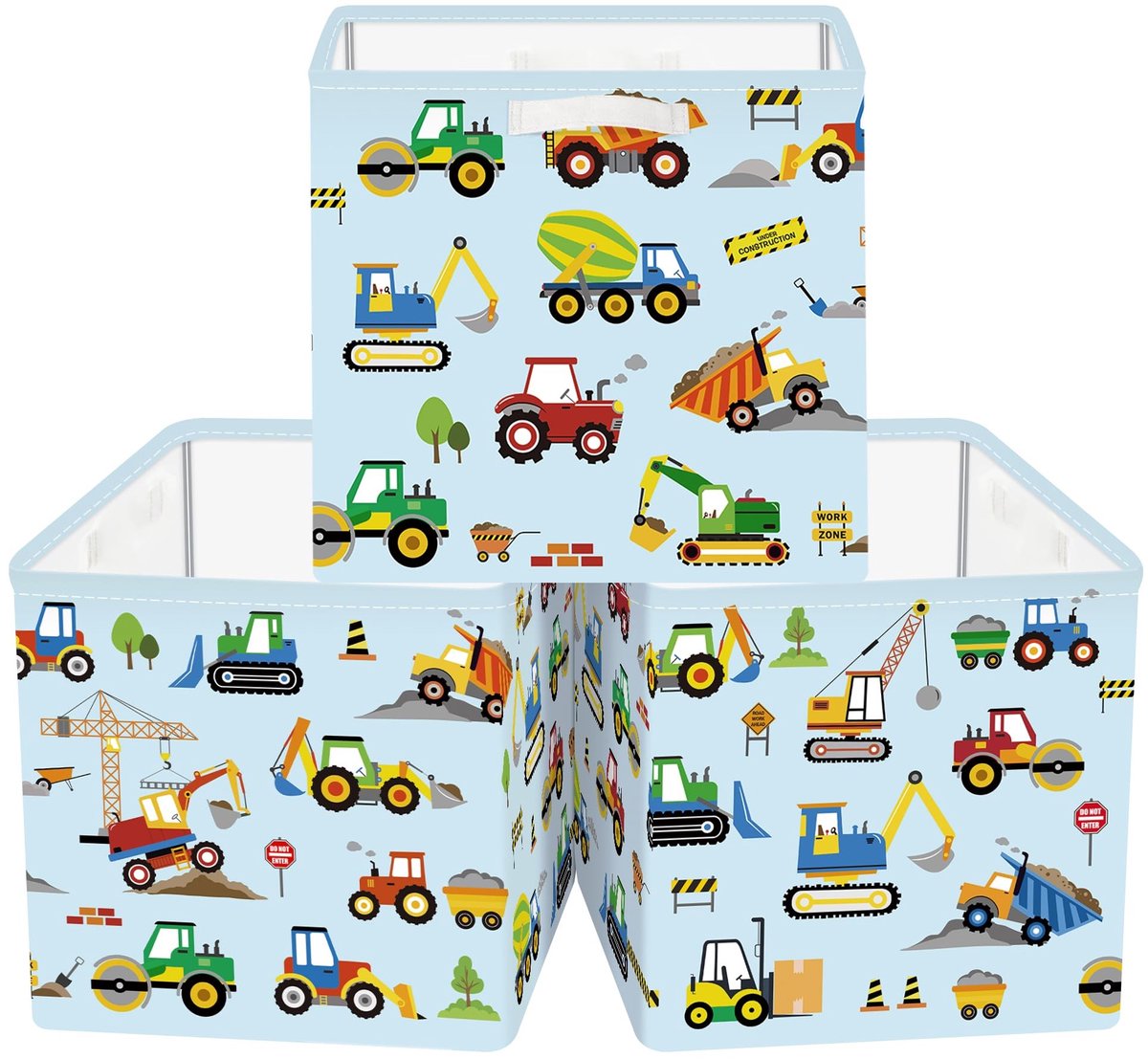 Omgoods - Set van 3 Opvouwbare Opbergkubussen met Handvat