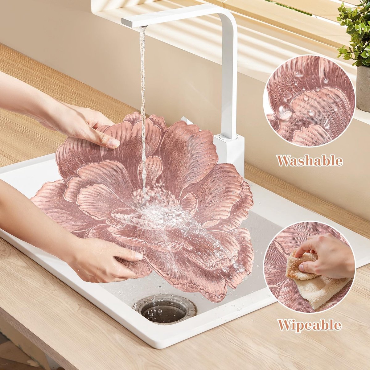 Omgoods - Set van 6 Ronde Placemat van Geperst Gemetalliseerd Vinyl voor Eettafel