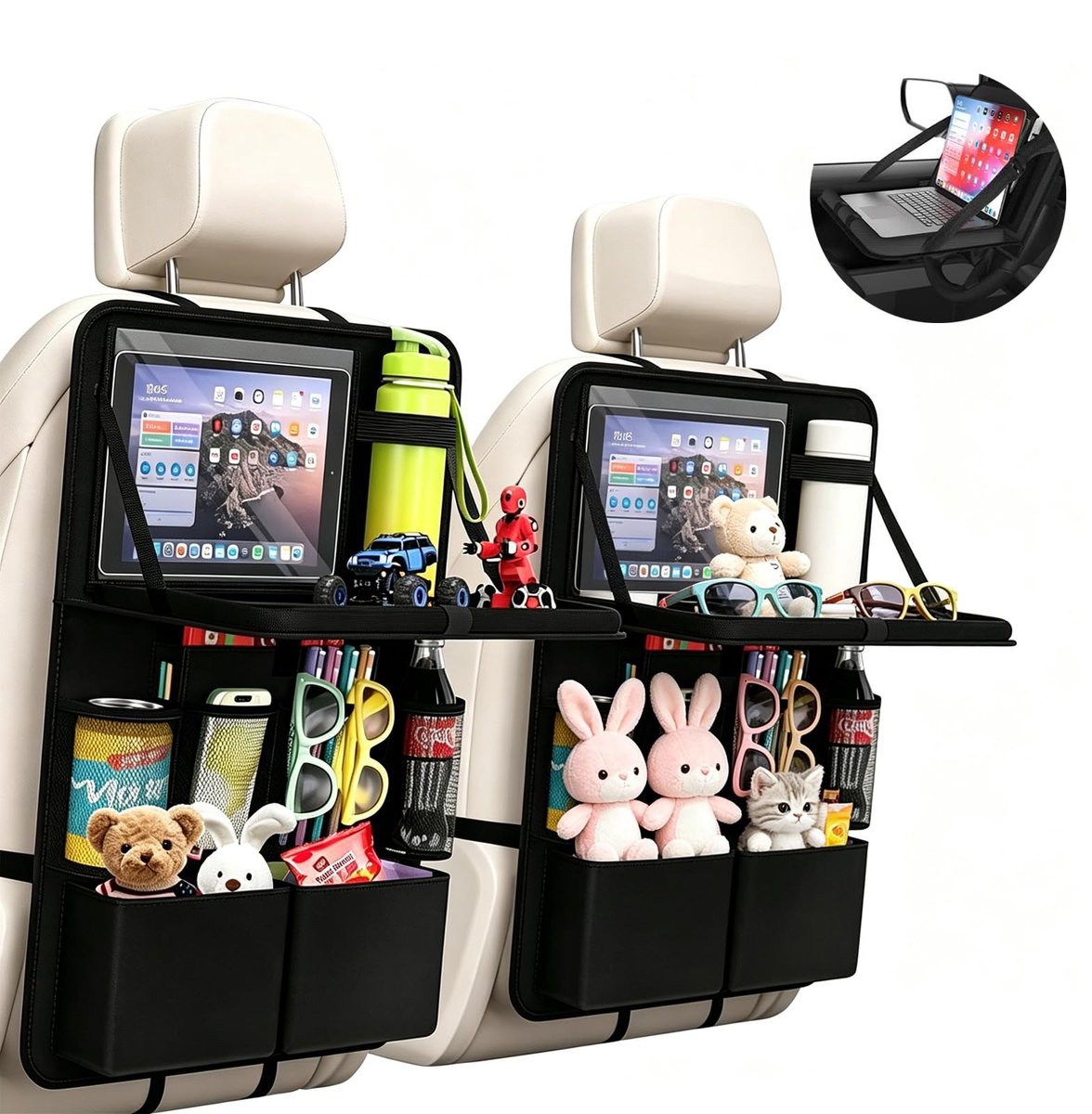 Omgoods - Set van 2 Auto Organizers met Opvouwbare Tafel