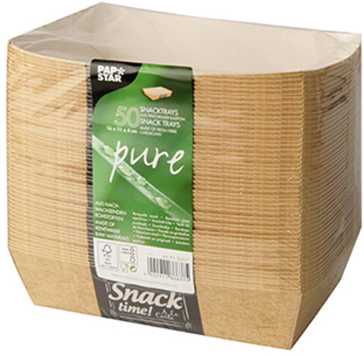 50 Snackbakje, karton pure 4 cm x 11 cm x 16 cm Good Food