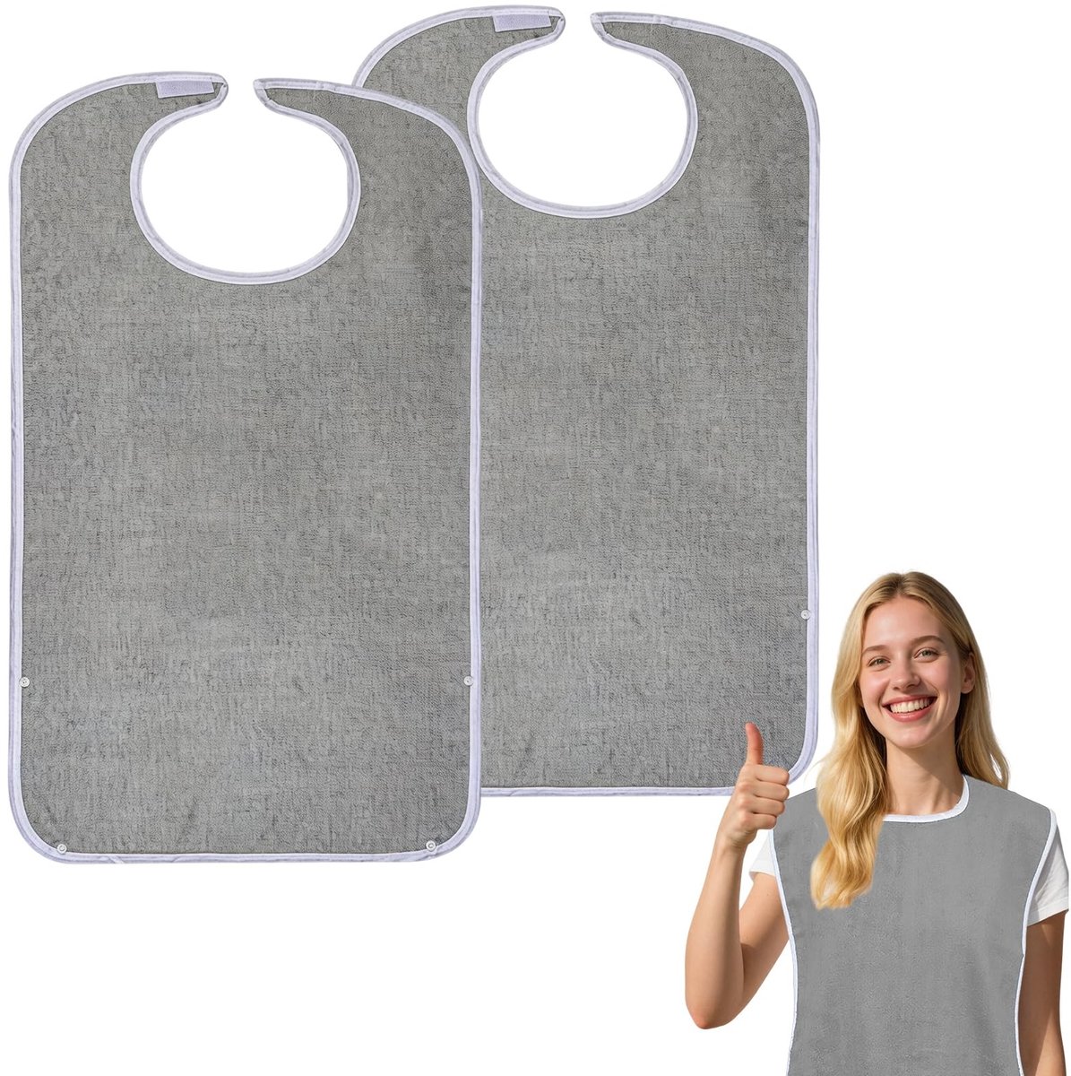 Omgoods - Set van 4 Herbruikbare Kwijlslabbetjes voor Volwassenen, Waterdicht en Verstelbaar
