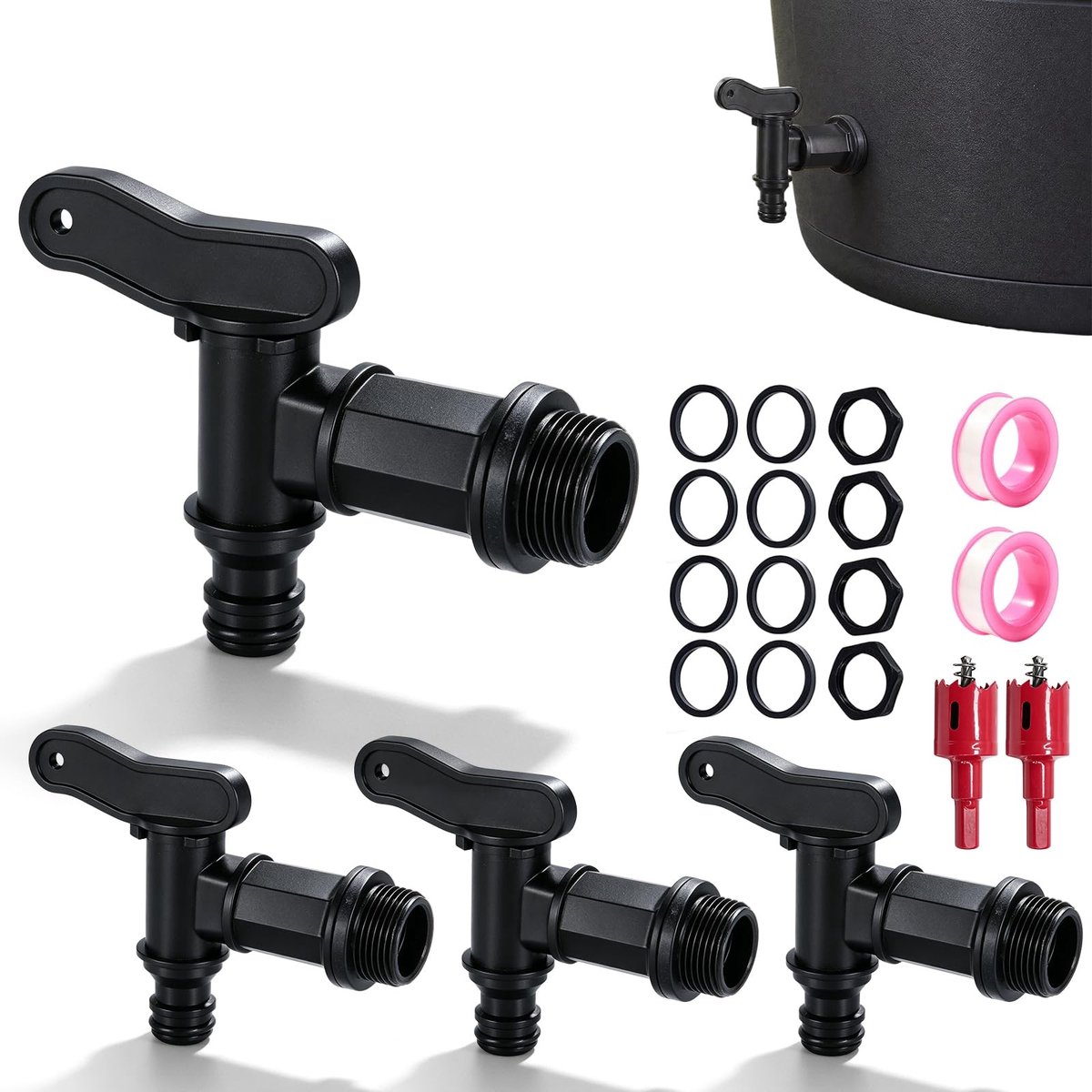 Omgoods - Set van 4 Afvoerkraan voor Regenton 3/4 inch