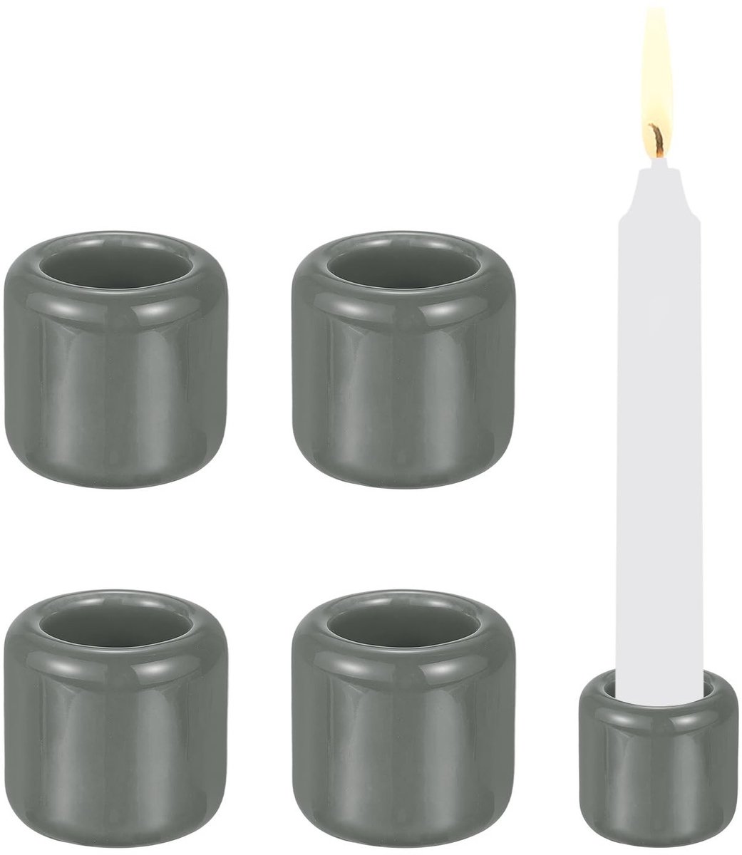 Omgoods - Set van 5 Mini Kaarsenhouders Grijs