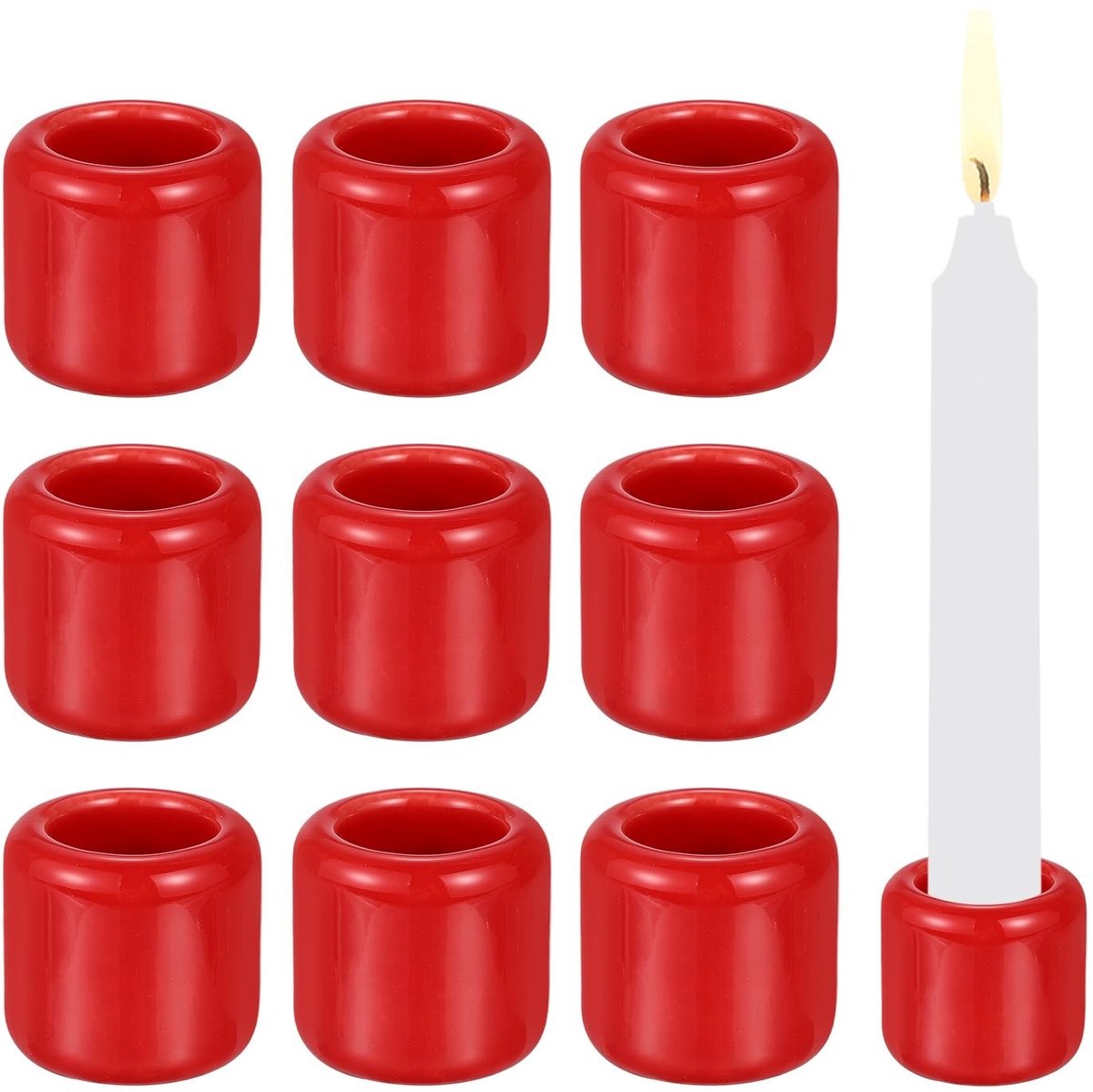 Omgoods - Set van 10 Mini Keramische Kaarsenhouders voor Meditatie en Decoratie