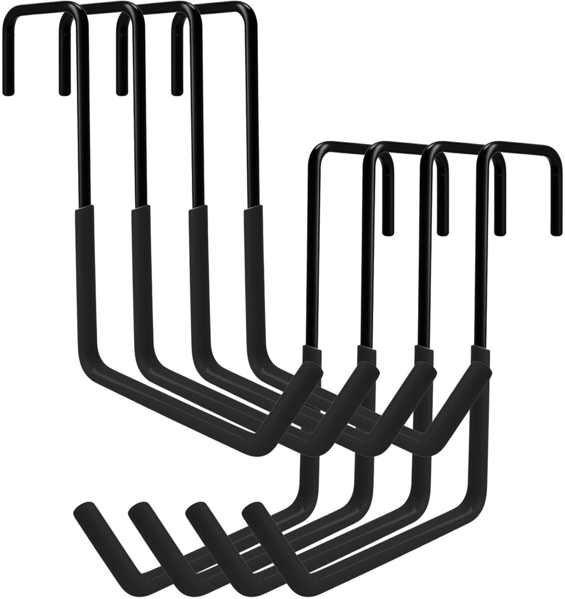 Omgoods - Fietshouder set van 8 Zwarte S-vormige Haken met Dompelcoating voor Fietsen en Gereedschap