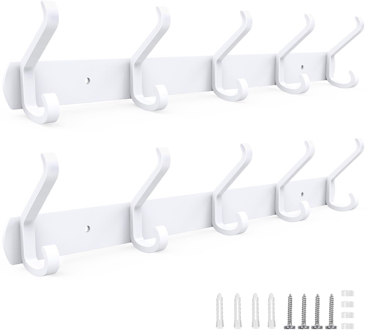 Omgoods - Set van 2 Kledinghaken met 5 Haken, Wit